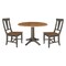 International Concepts Round Round 42 in. Dual Drop Leaf Dining Table with 2 Panel Back Chairs in Hickory/Washed Coal K45-42DPT-27B-C110-2 - alternate 1